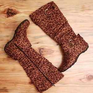 West Blvd leopard print boots 6.5